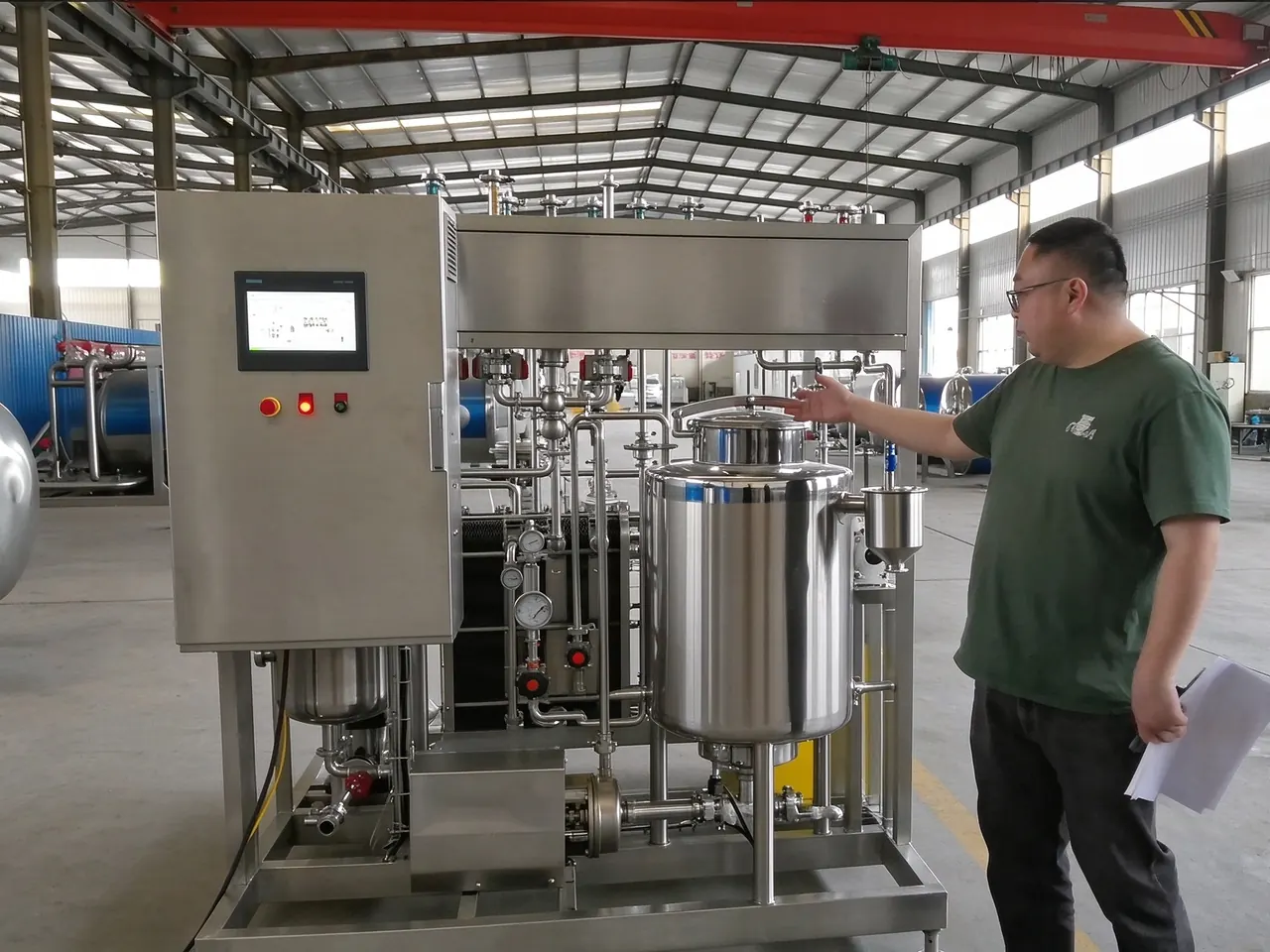 Esterilizador UHT de placas en prueba de fábrica