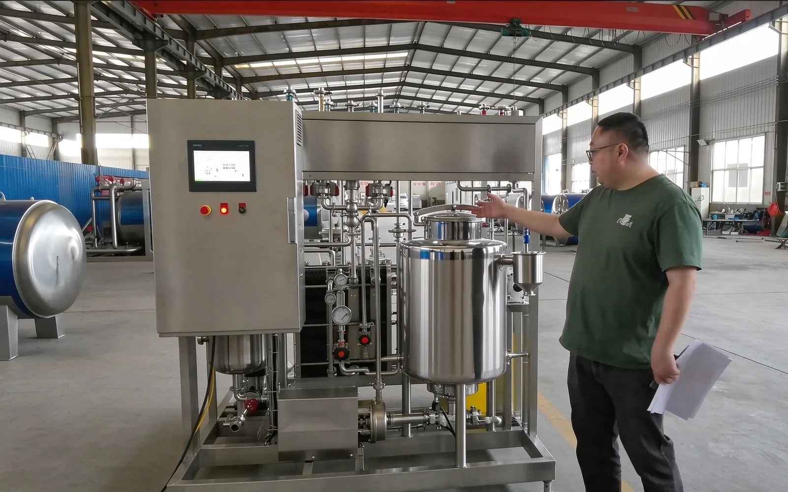 Esterilizador UHT de placas en prueba de fábrica