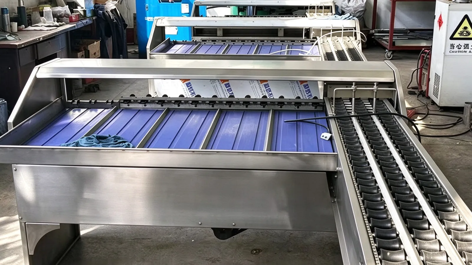 Clasificadora de huevos en funcionamiento